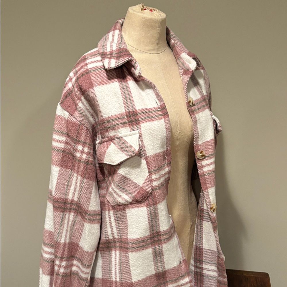Mud Pie Highland Plaid Womens Oversized Shacket Size S - Picture 3 of 10